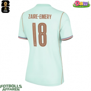 Frankrike Warren Zaire-Emery #18 Bortatröja Kvinnor VM 2026 Kortärmad